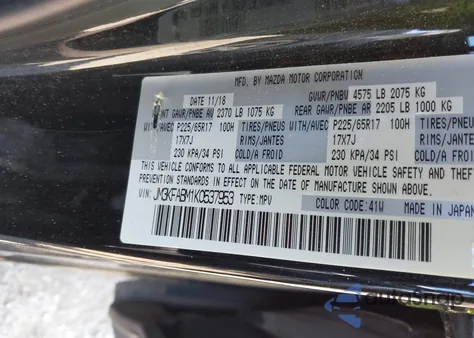 2019 Mazda Cx-5 Sport z USA, uszkodzony, nr VIN JM3KFABM1K0537953